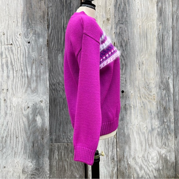 Capello VINTAGE 100% Wool Magenta Fairisle Knit Nordic Sweater - Picture 4 of 16